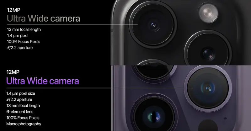 아이폰15프로 초광각카메라와 아이폰14프로 초광각카메라 비교
