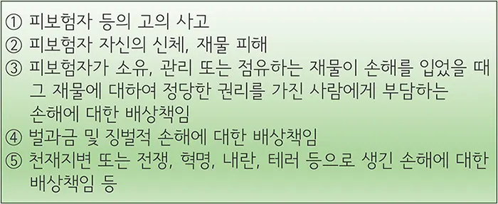 재난배상책임보험 보상 제외 사항